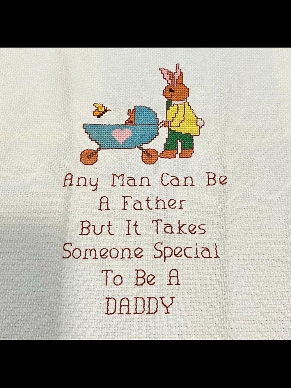 Vintage Cross-Stitch Wall Decor: Special Daddy Quote – Unframed